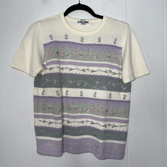 Alfred Dunner Women’s Vintage Floral Sweater Short Sleeve Cottage Grandma PS - Picture 1 of 4